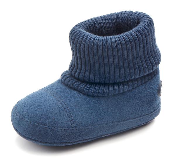 6 farver varme babystøvler blomstret baby pigesko spædbørn småbørn børn mokkasiner bomuld varme strikkesko: Mørkeblå / 3