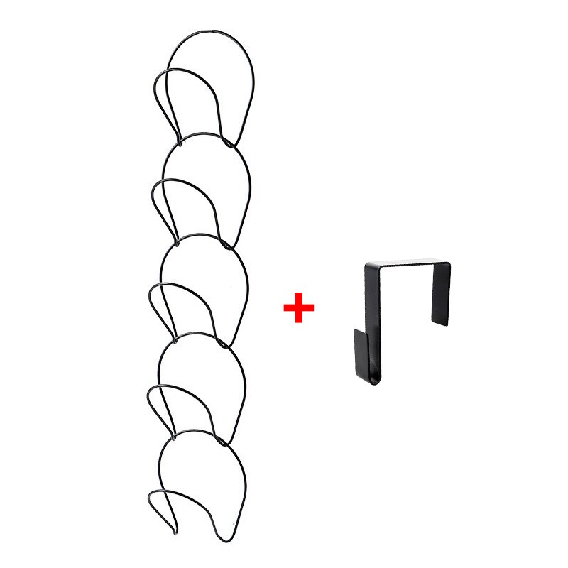 Porte-chapeau mural réglable à 5 anneaux, présentoir de rangement derrière les portes, porte-écharpe, crochets de sac, étagère de rangement pour la maison: Black flat hook