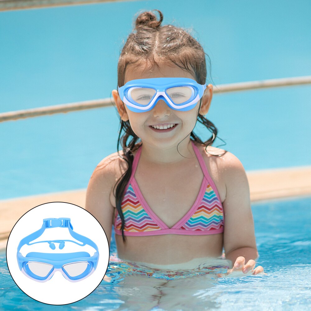 1Pc Zwemmen Goggle Zwemmen Bril Anti Fog Goggle Met Oordopjes Voor Kids: Blue
