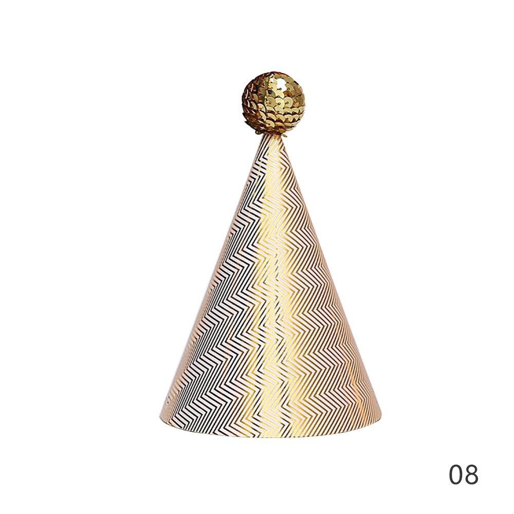 Festive Birthday Party Hats Polka Dot Stripe Birthday Party Halloween Christmas Hats with Plush Ball Party Festive Supplies: 08