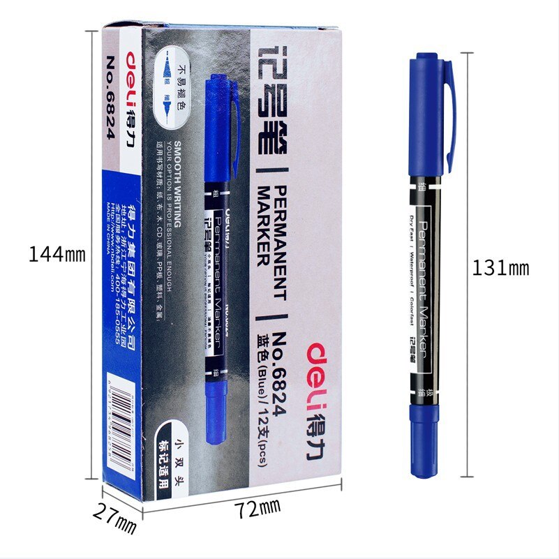 3Pcs Waterproof Permanent dual Tip 0.5/1.0 mm Nib Black Blue Red Art Marker Pens Student School Office Stationery