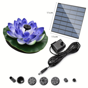 1.2W solar lotus fountain pump, DIY lotus solar fountain, suitable for garden bird bath, pond decoration, water features