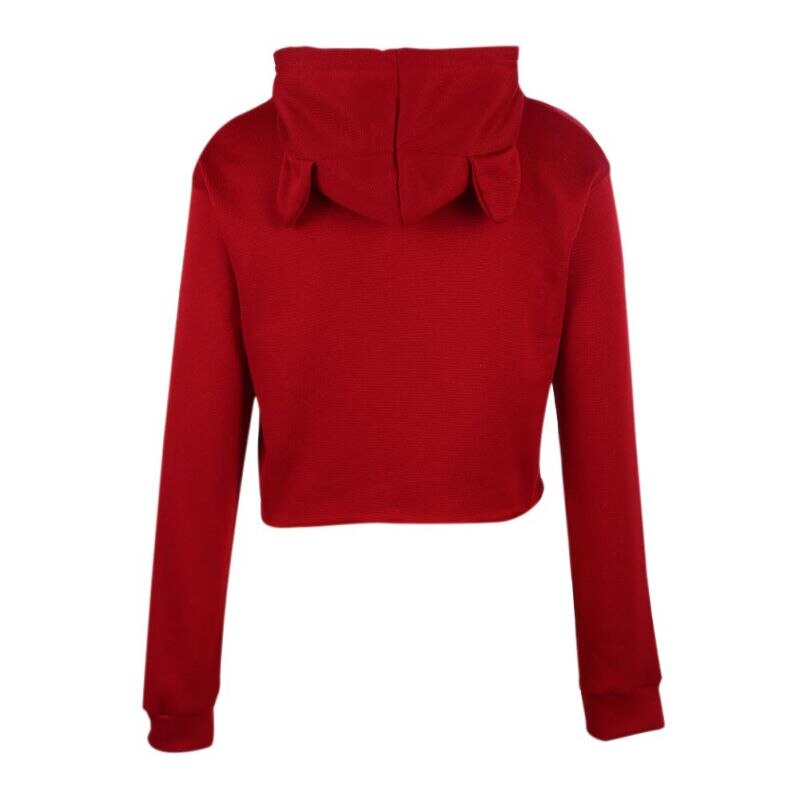 Outdoor Sports Women\\\'s Breathable Crop Tops Hoodie Long Sleeve Teen Girls Cute Cat Ear Pullover !
