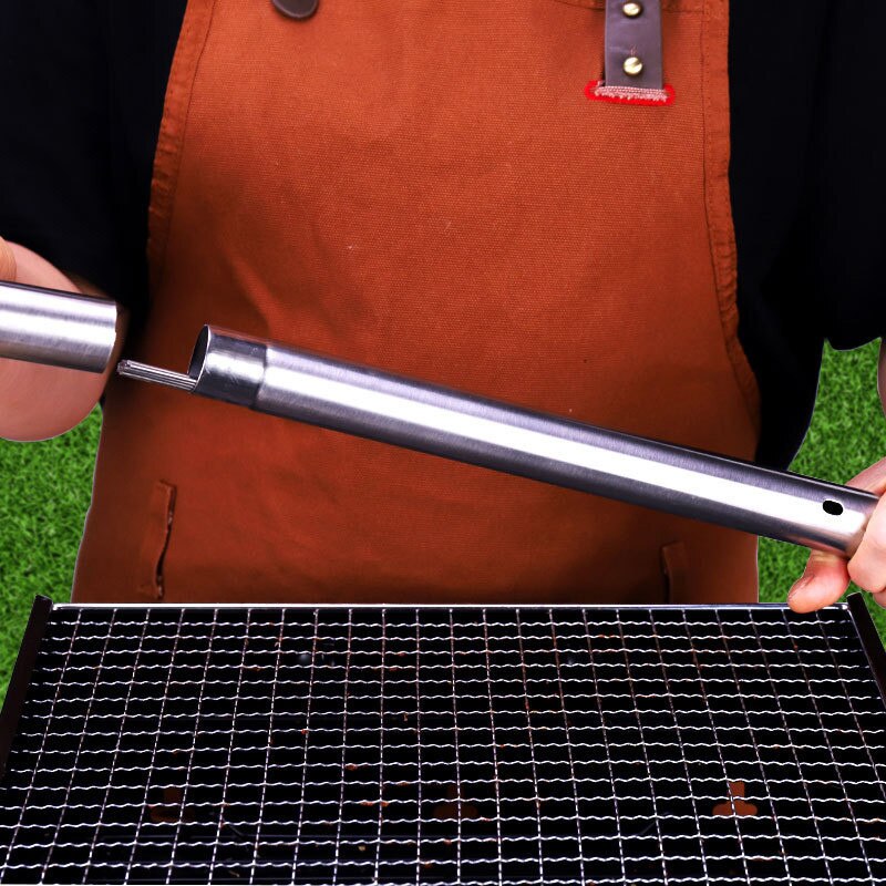 Brochettes de Barbecue réutilisables avec Tube de rangement, en acier inoxydable, accessoires de cuisine d&#39;extérieur