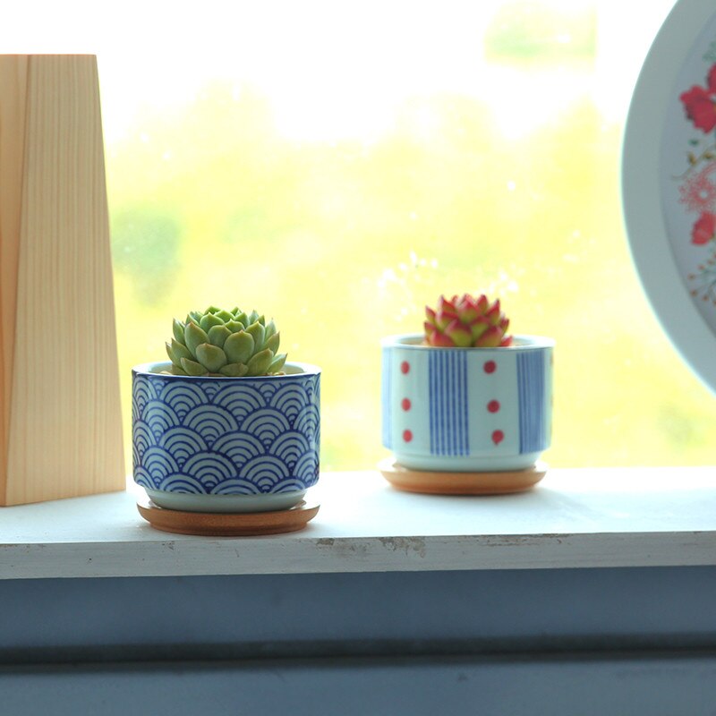 Ceramic Japanese Style Succulents Plants Container Office Bonsai Cactus Flower Pot Planter Home Garden Decor Ornaments