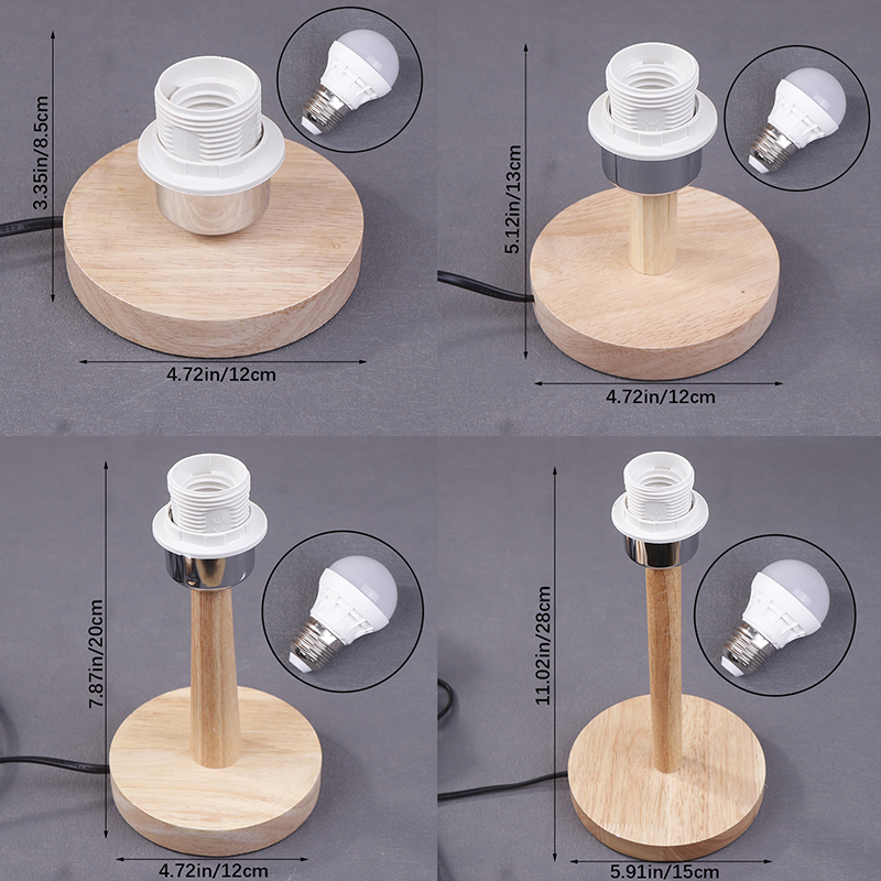 E27 circulaire solide support de Base en bois lampe tasse avec cordon interrupteur marche/arrêt pour lampe de Table brancher lampe support de lampe de chevet