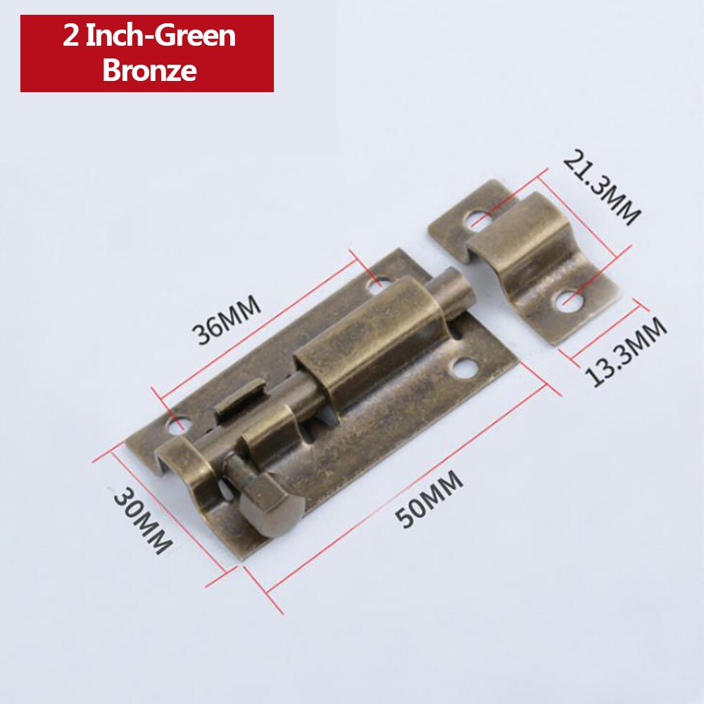 Verrou de porte en acier inoxydable de 1.5/2/3/4 pouces, solide, coulissant, loquet à loquet, agrafes, quincaillerie de porte de sécurité: Green Bronze-2 inch