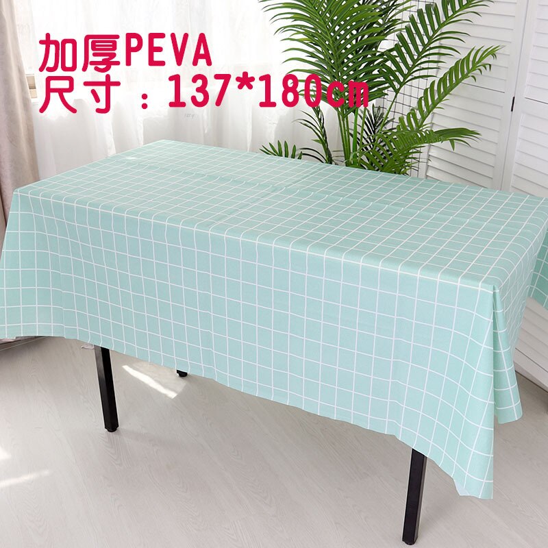 2PCs Nordic Disposable Tablecloth Rectangular PVC Plastic Desk Pad Party Oil-Proof Tablecloth: Nordic blue