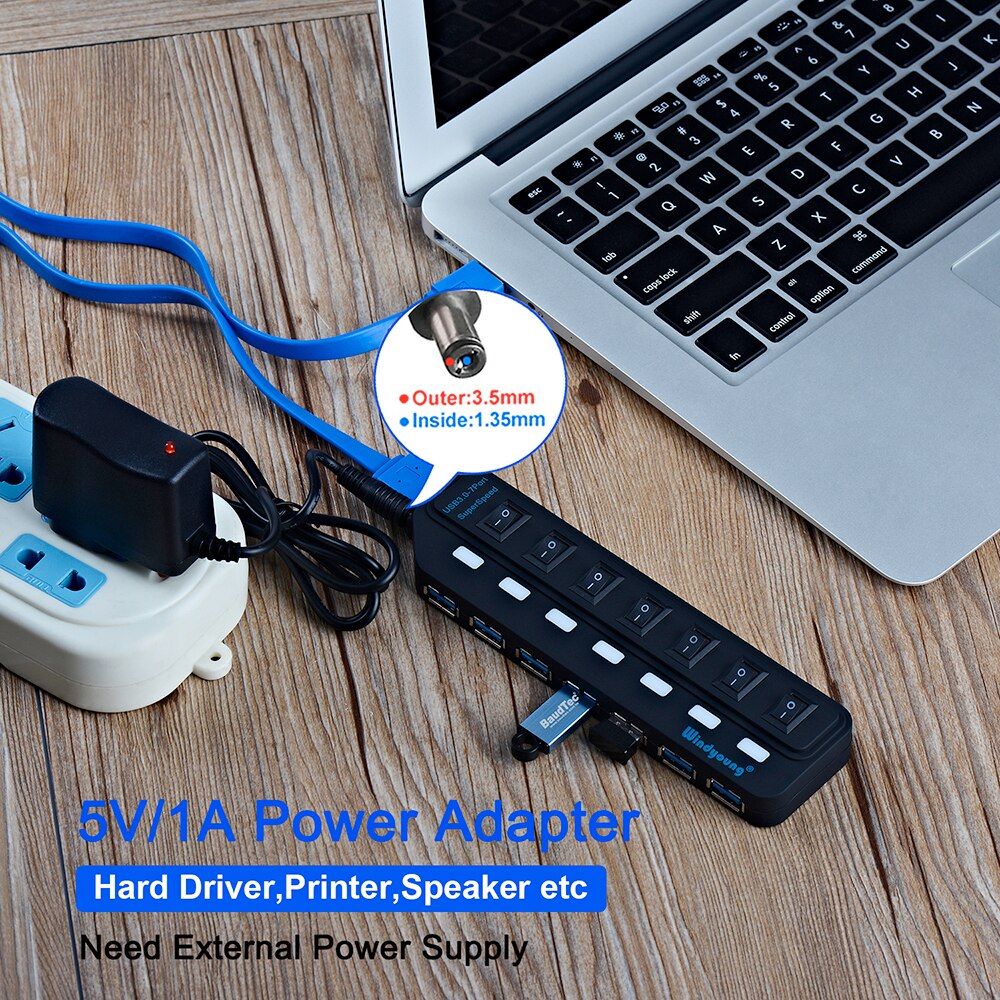 USB 3.0 HUB Typ-C HUB Multi USB Splitter 4/7 Port Expander Mehrere USBC 3 Hab Verwenden Netzteil USB 3.0 Hub mit Schalter für PC