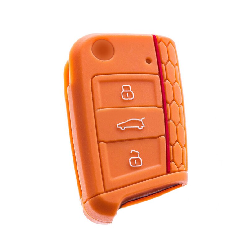 For VW Golf 7 MK7 Tiguan Polo Skoda Octavia A7 Seat Leon Car 3 Buttons Key Cover Case Silicone Shell: Orange