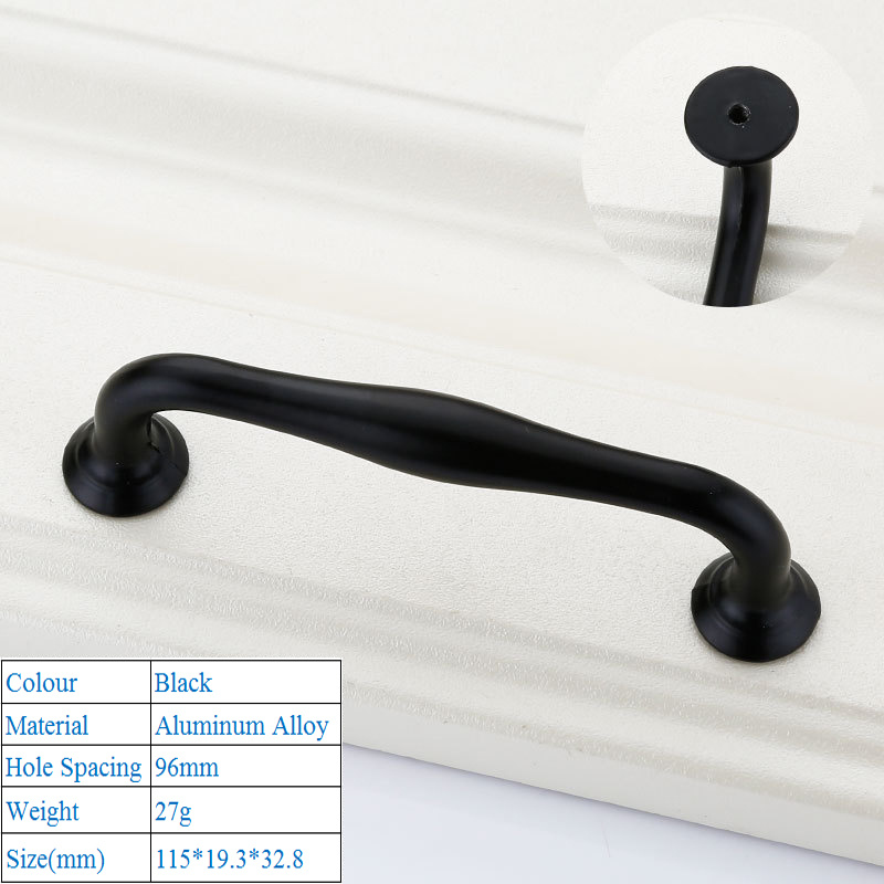 Poignée de porte noire moderne, à la américaine, poignée de meuble décorative: A 96mm