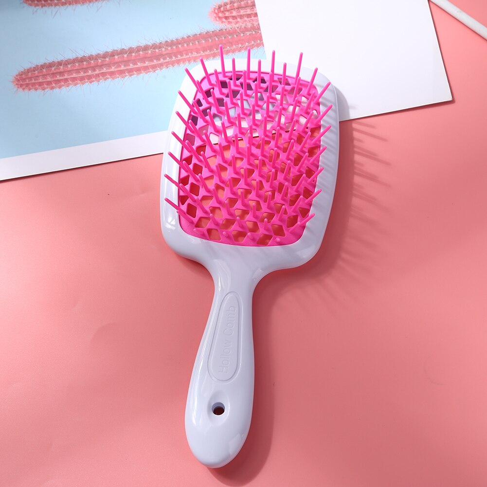 Cepillo de pelo enredado para niña, peines de pelo de dientes anchos, placa grande, masaje del cuero cabelludo, ahuecamiento, herramienta transparente para salón en casa