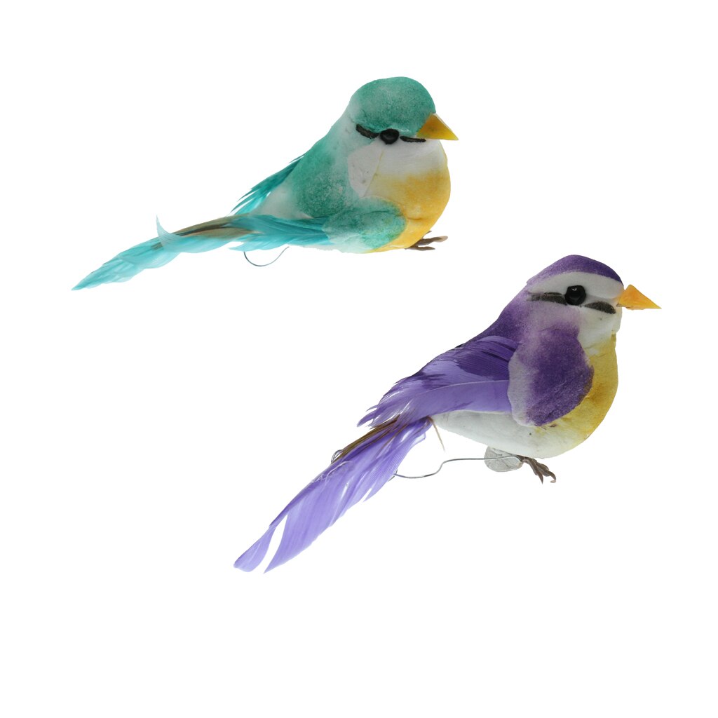 2 stk kunstig fugl fjer skum simulering fugl boligindretning