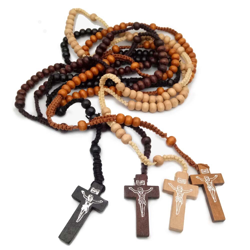 Katolsk rosenkrans halskædehåndlavet kryds halskæde religiøse smykker