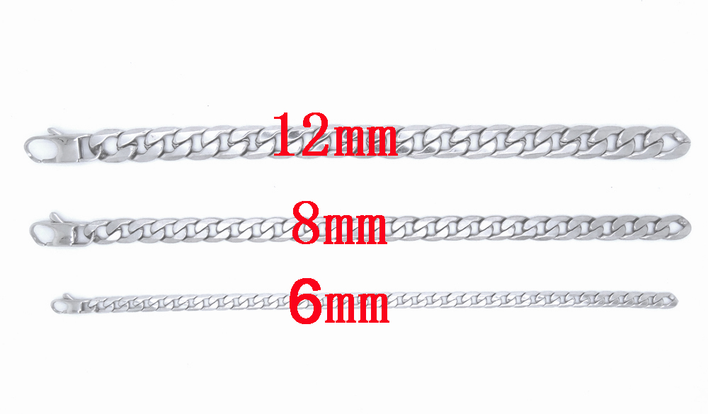 100% Roestvrij Stalen Armband 6/8/12 Mm Breedte Curb Chain 8 Inch Zilver/Goud Kleur Armband Voor Mannelijke mannen/Vrouwen
