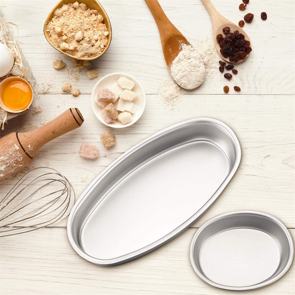 Sartenes antiadherentes ovaladas de 4 tamaños, molde de acero al carbono para pasteles, Pan, tarta de queso, molde para hornear, bandeja de estaño, accesorios para hornear, herramientas