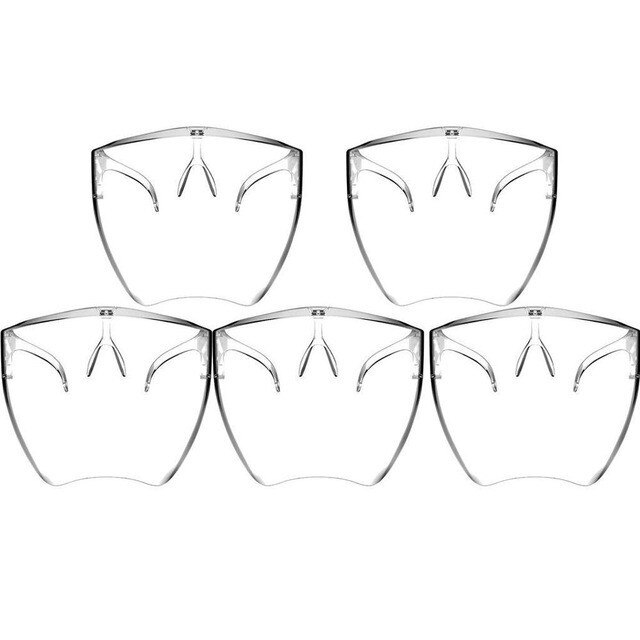 Gennemsigtige beskyttelsesbriller ansigtsskærm hjelm holdbar beskytte sikkerhedsmaske hjelm mtb cykelbriller beskyttelsesbriller: 5 stk