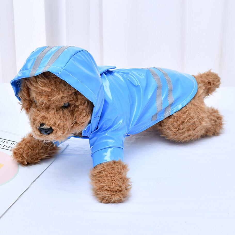 S-XL Pets Dog Clothes Hooded Raincoats Reflective Strip Dogs Rain Coat Waterproof Jackets Outdoor Breathable Clothes For Puppies: blue / XL