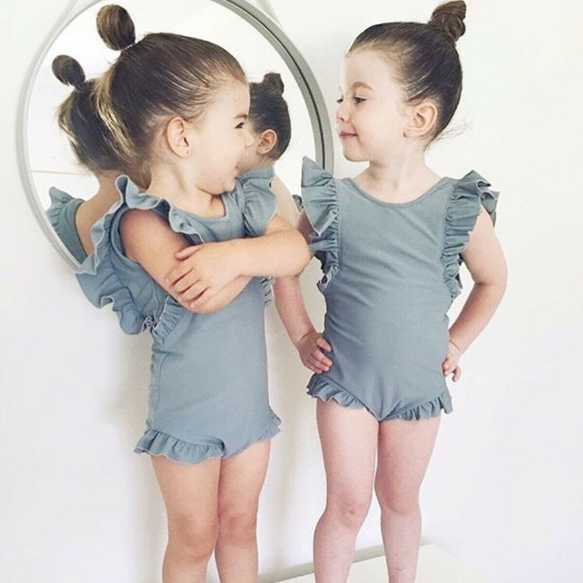 toddler baby girl one piece swimwear swimsuit Toddler Kids Baby Girl Swimwear Swimsuit Bathing Suit Swimming Clothes: Gray / 4T