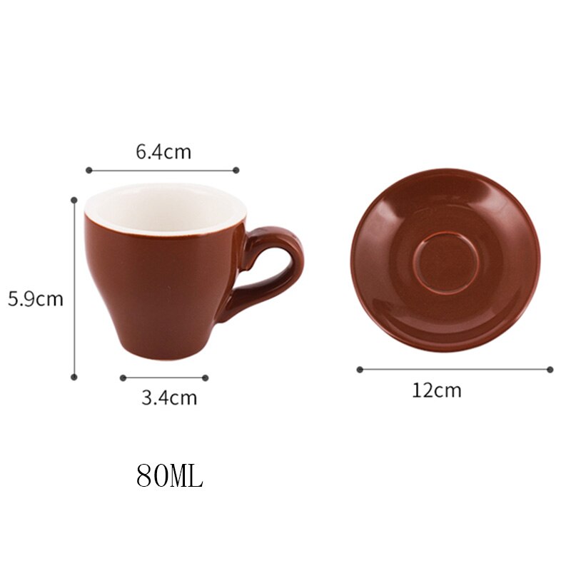 80 Ml Espresso Koffie Mok Set Gekleurde Glazuur Keramische Kopje Koffie En Schotel Huis Keuken Accessoires Drinkware Kahve Fincan Takimlari