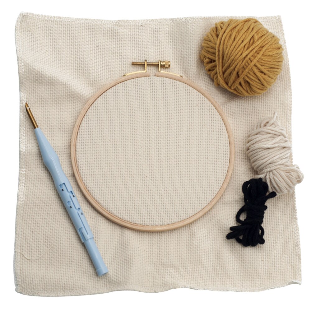 Woolen Yarn Punch Needle Beginner Kit Lion Embroidery Materials Set DIY Crafts (Hoop): Default Title