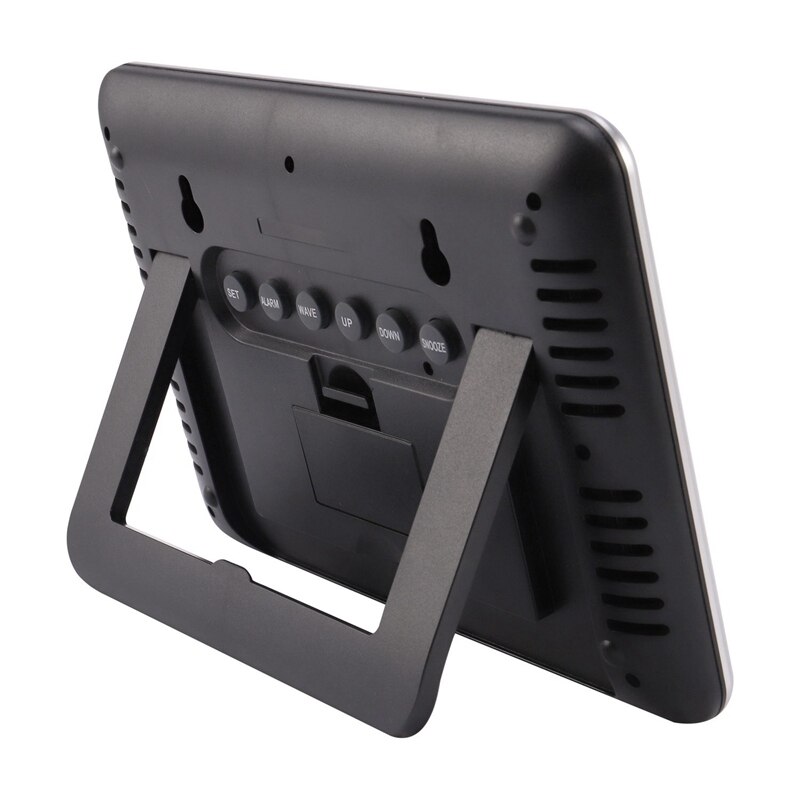 Atomic Digital Wall Clock, Large Lcd Display, Battery Operated, Indoor Temperature, Calendar, Table Standing, Snooze Without Bac