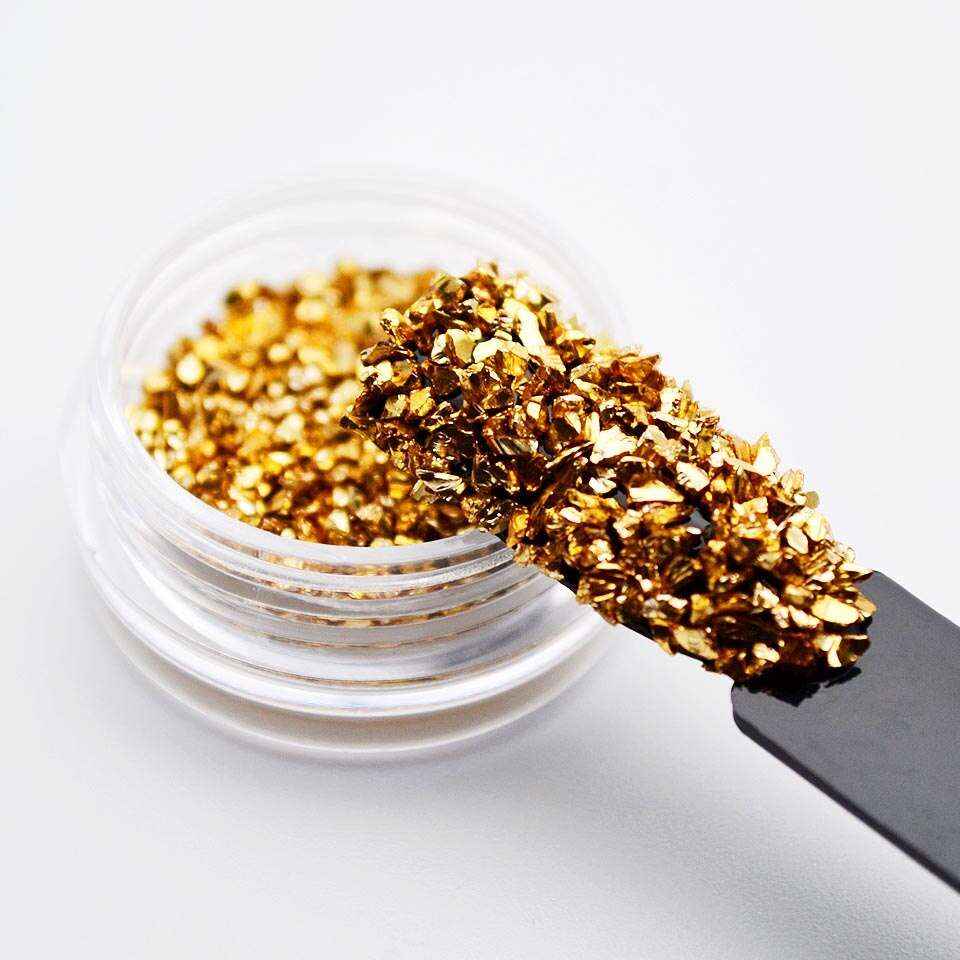 Gebroken Glas Stenen Voor Nail Mix Steentjes Voor Nagels Art Glas Gems 3d Nail Art Decoraties Nail Art Rhinestones MJZ2051: Gold