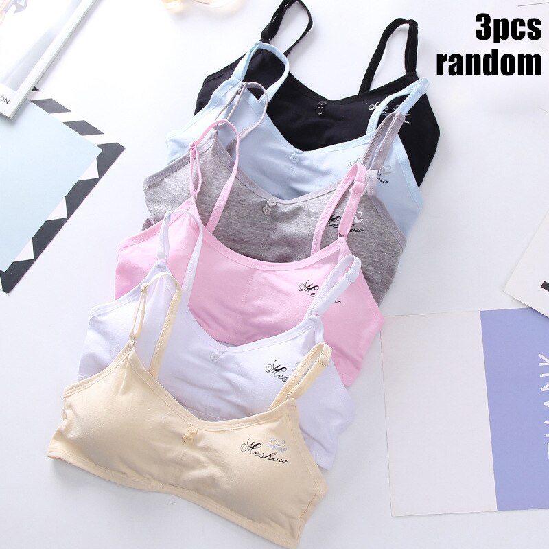 3Pcs Kids Meisje Verstelbare Bh Vest Kids Cotton Blended Beha Kleding Jaar Lbv: random