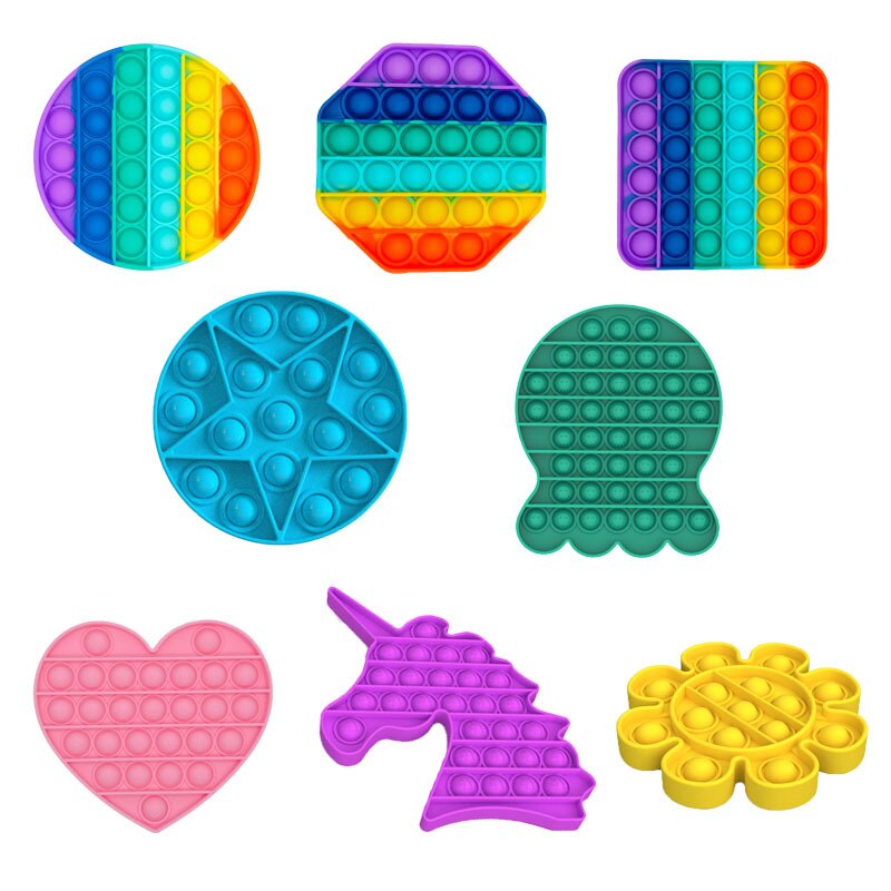Pop Fidget Reliver Stress Toys Rainbow Push It Bubble Antistress Toys Adult Children Sensory Toy To Relieve Autism
