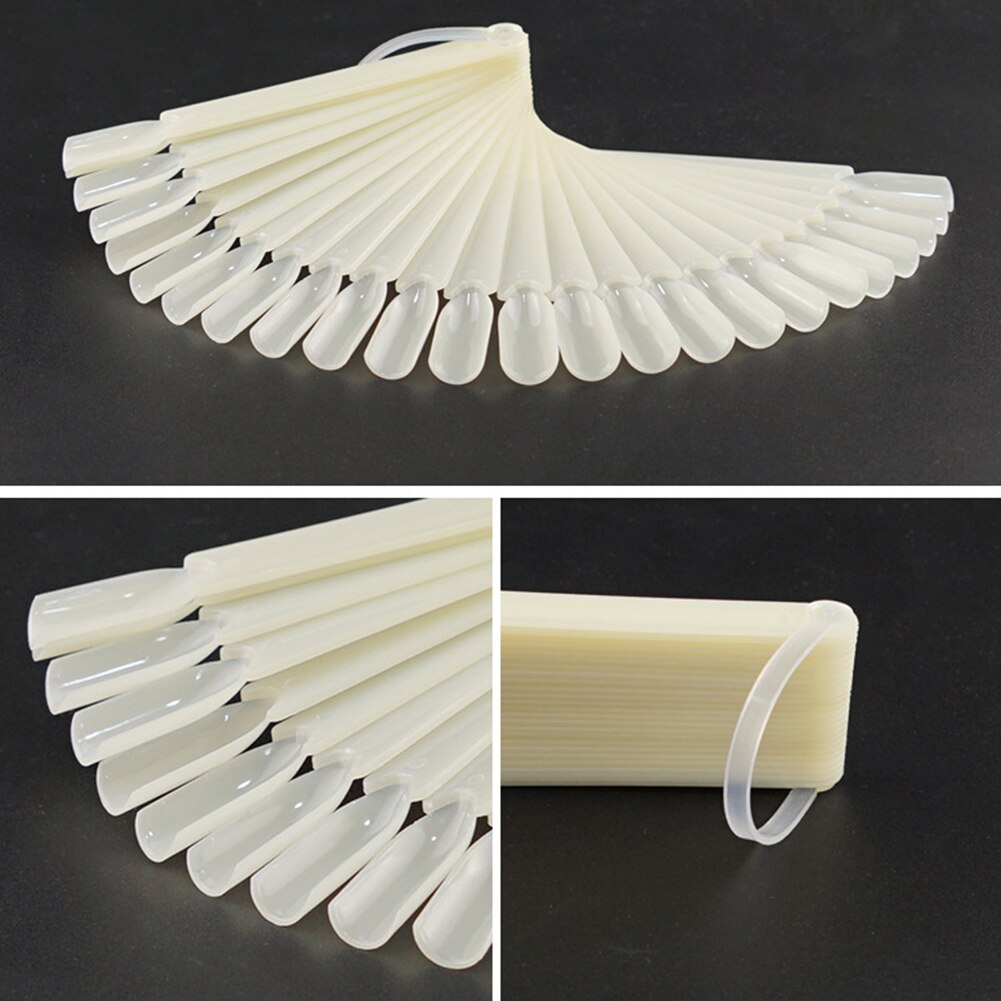 Professionele 24Pcs Fan Shape Nail Art Polish Kleur Kaart Praktijk Sample Valse Tips Display Palet Kaarten Nagellak UV gel