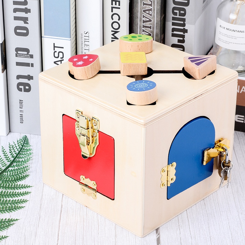 model imitates lockbox early education puzzle 3 years old and above kindergarten to learn fire lock box block toy