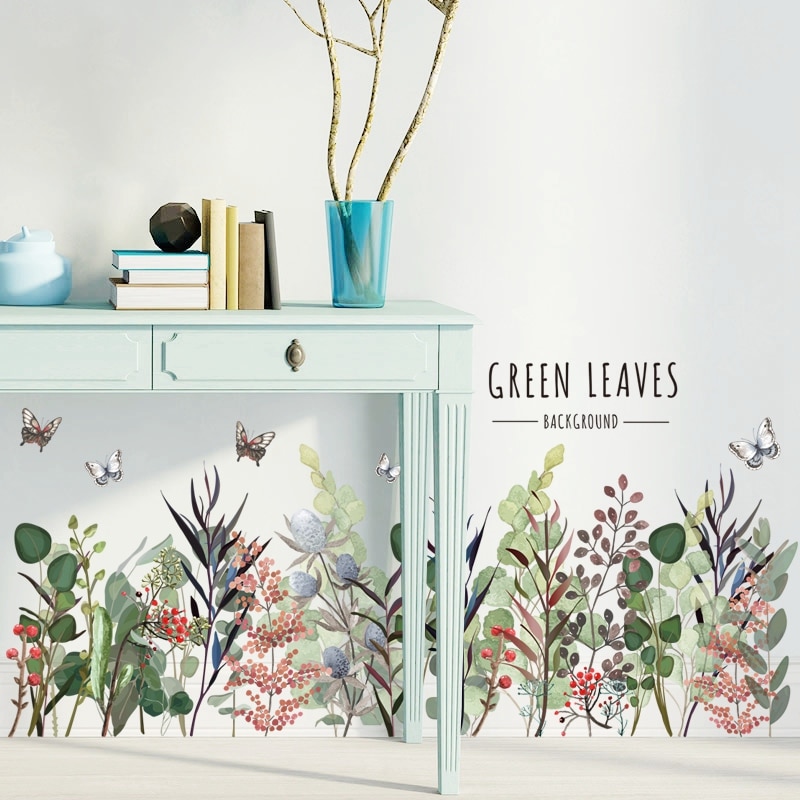Groene Bladeren Achtergrond Muurstickers Voor Slaapkamer Woonkamer Kinderkamer Sofa Tv Verwijderbare Muurstickers Art Muurschilderingen Woondecoratie