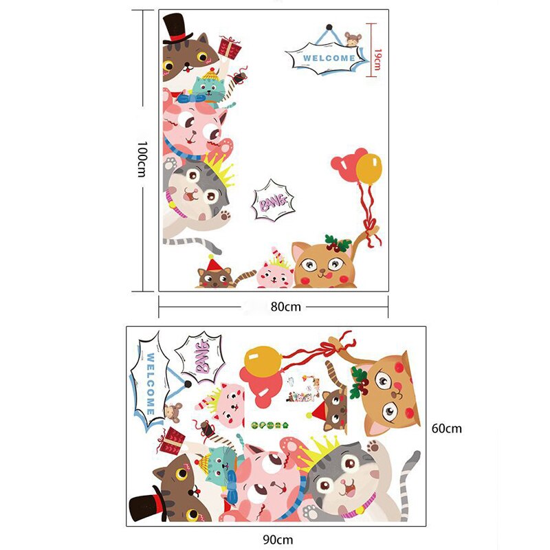 Tofok schattige dieren cartoon deurstickers voor kinderkamers slaapkamer huis muurschilderingen doe-het-zelf safari muursticker beer konijn kastdecoratie: T2