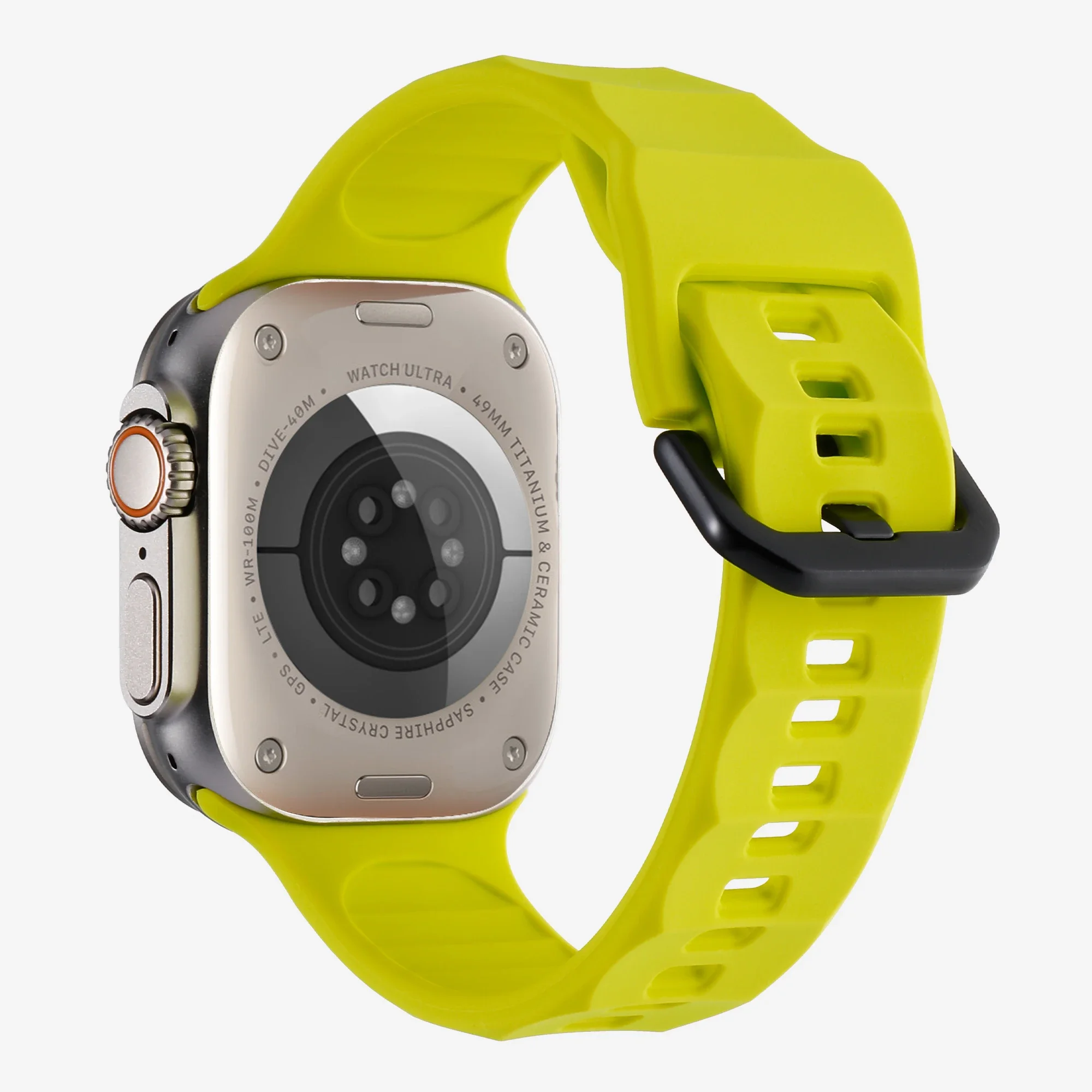 Sports Strap For Apple Watch Ultra2 49mm 10 42mm 46mm 9 8 7 45mm 41mm Silicone Bracelet band iWatch 6 5 4 SE 44mm 40mm 38mm Belt: Silver Yellow / 12mm