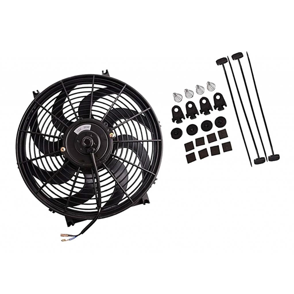 14 Inch 2250CFM Slim Line Universal Electric 12v Radiator Cooling Fan -Black