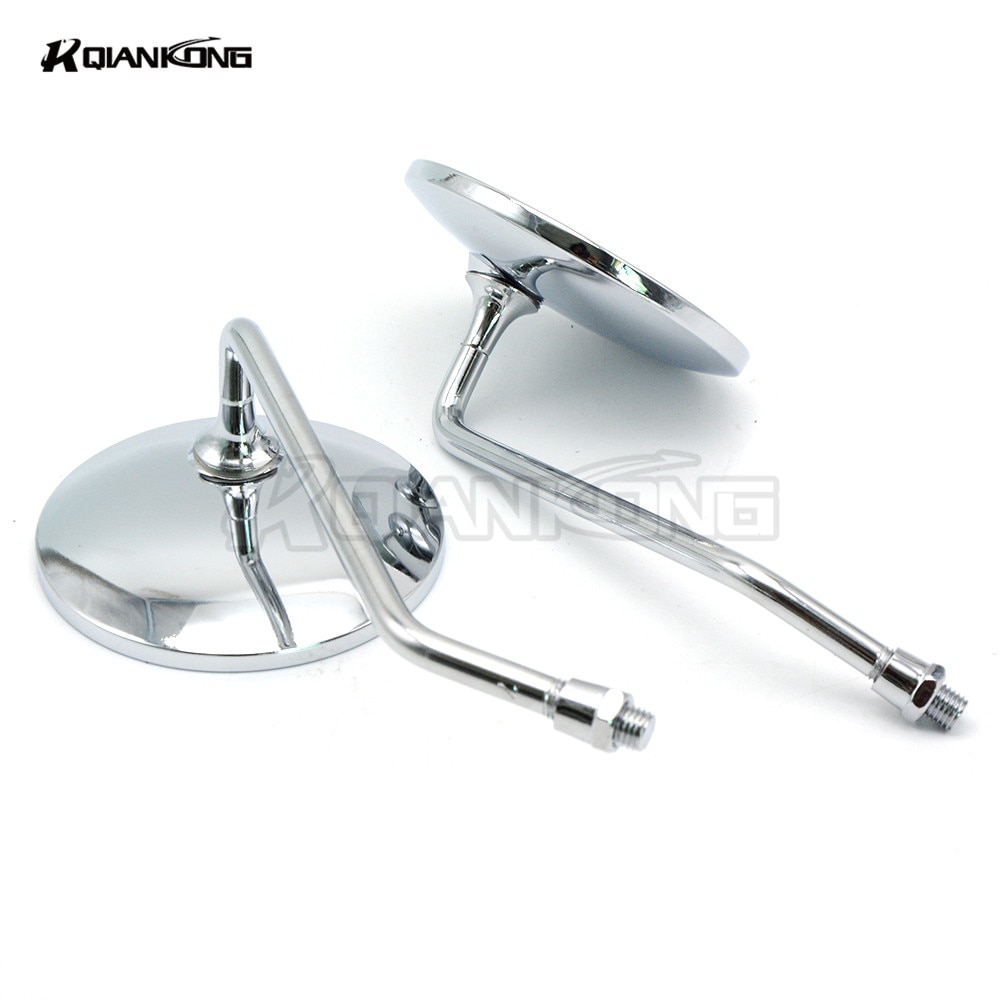 1 paar 8 MM & 10 MM Motorfiets Side Stuur Spiegels Ronde motorrijwiel scooter Spiegels Chrome voor Kawasaki suzuki bmw