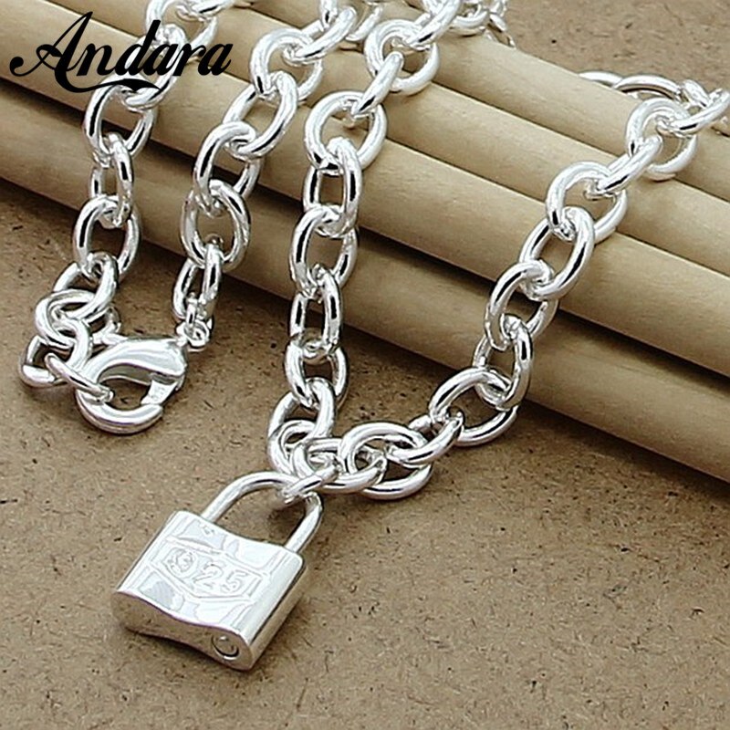 925 silberne halsketten mit quadratischem schlossanhänger für damen und herren