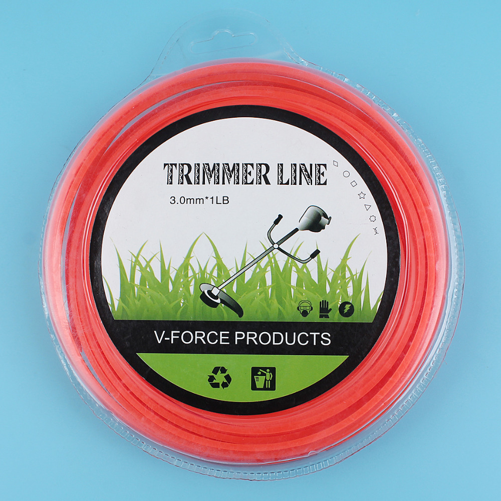 3.0mmx1LB Nylon Strimmer Spool Line Trimmer Brush Cutter Lawnmower Wire Square Rope Orange Parts Garden Tool