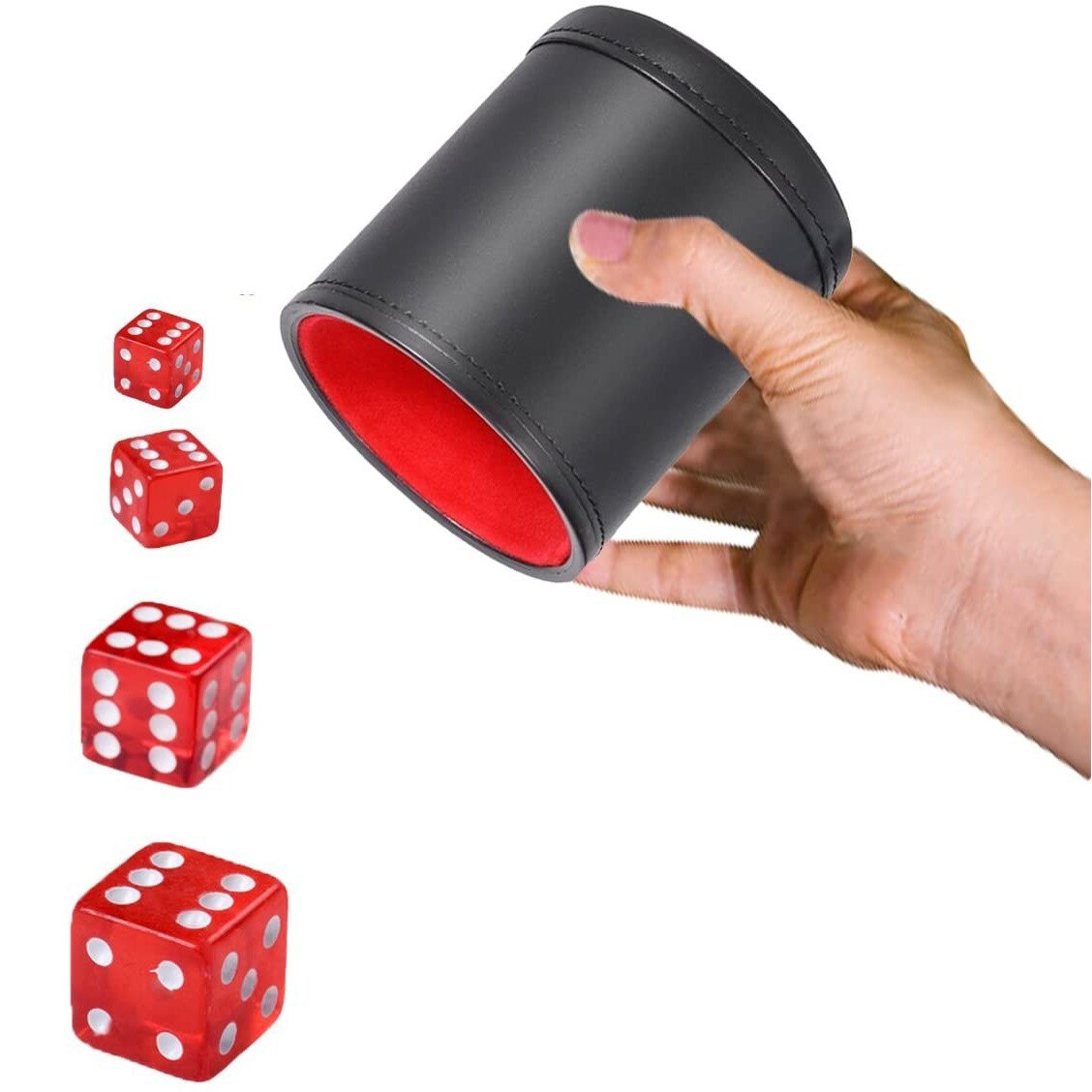 Nu met fleece dobbelstenen beker bar spel dobbelstenen doos stuur 4 korrel transparante dobbelstenen