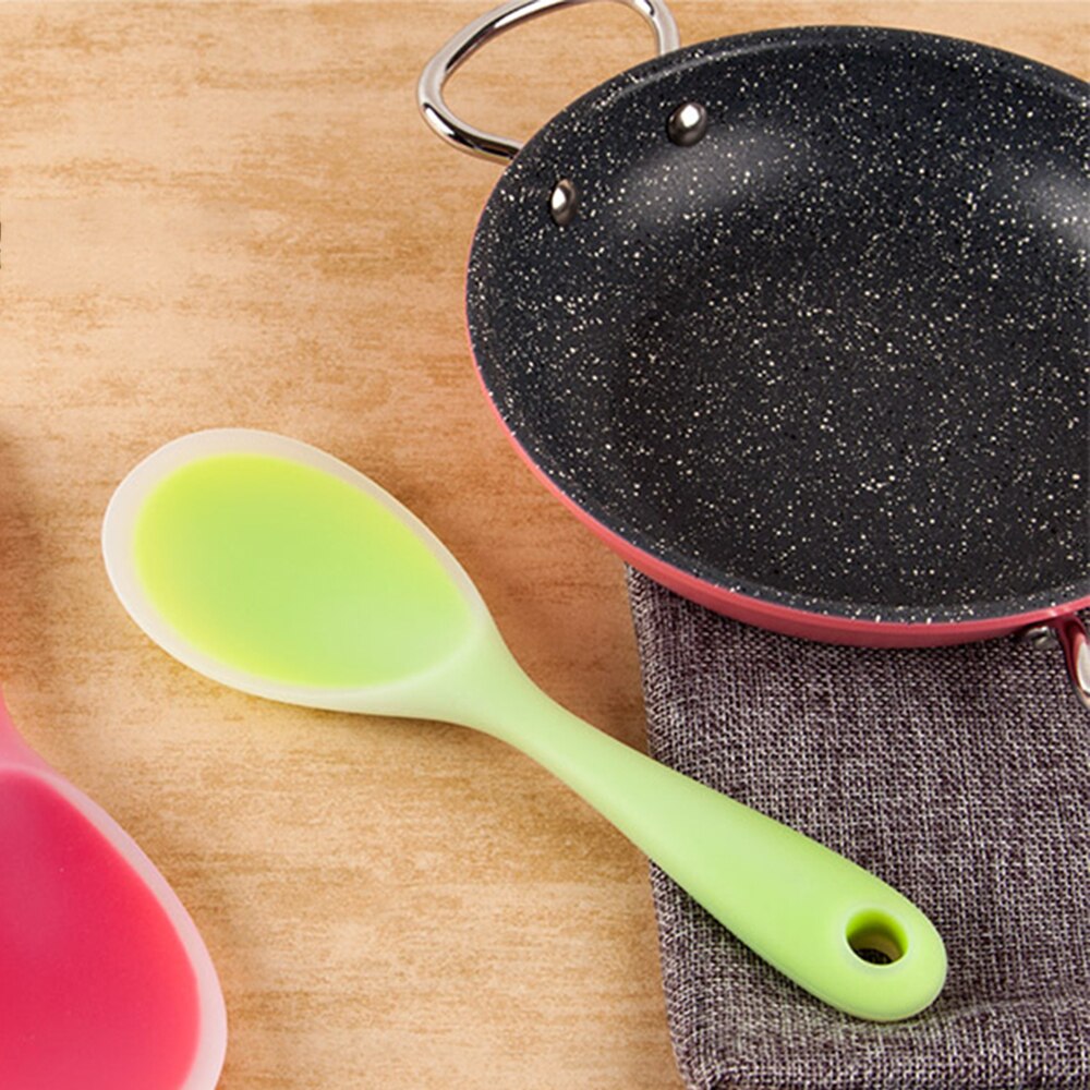 1PC Kitchen Tool Rice Server Rice Spoon Silicone Sushi Rice Non-stick Paddle Do Not Hurt the Pan Liner Rice Spoon