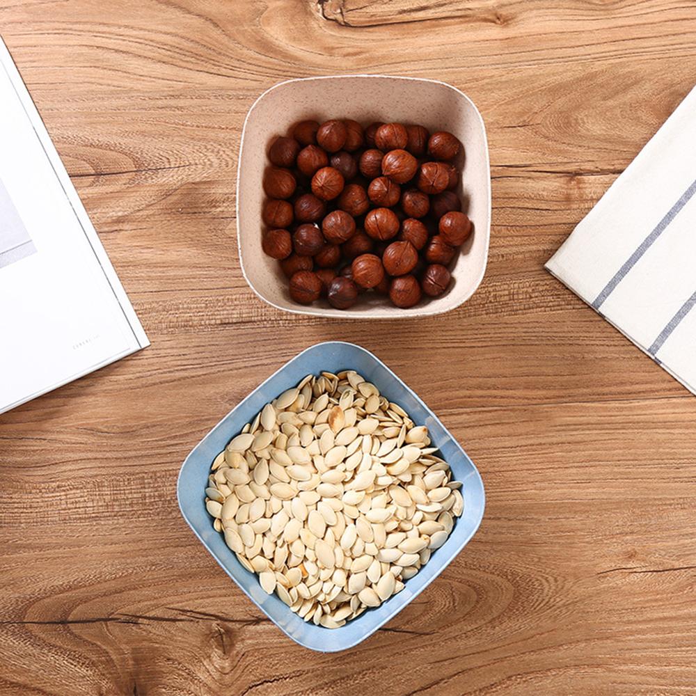 Cuenco cuadrado para ensalada, Bol de paja de trigo para sopa, respetuoso con el medio ambiente, para aperitivos, fruta seca, plato de almacenamiento