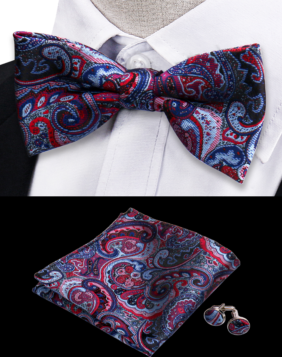 Conjunto de 3 piezas de pajarita, pañuelo, gemelos, conjunto para camisas de hombre, ajuste de negocios, boda, mariposa, Paisley, bolsillo, pajarita cuadrada para hombre: Turquesa
