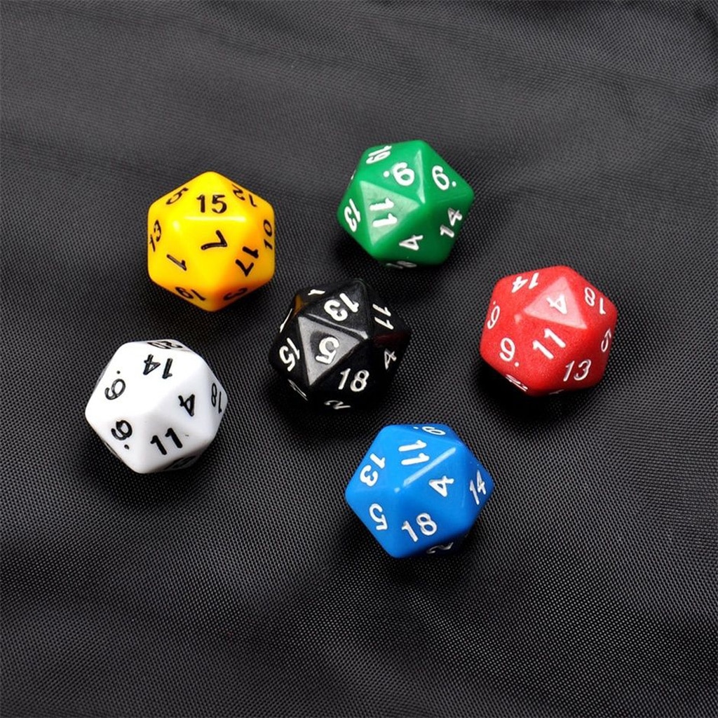 6 teile/satz 20 einseitig Acryl Würfel RPG TRPG MTG D20 Würfel Würfel für Rollen Spiele D & D DND- Mehrfarbig