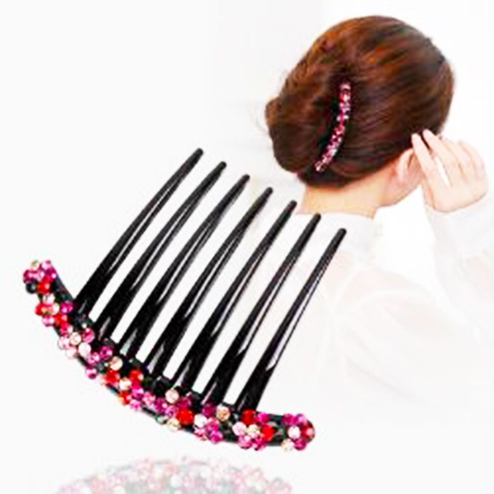 Women Rhinestone Flower 7 Teeth Hair Comb Clip Side Hair Clip Decorative For Girls Hair Styling Clip PIn Accessories