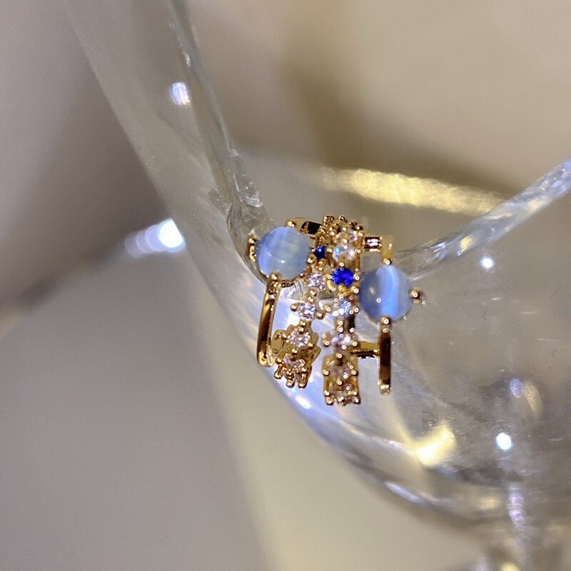 exquisit Gold Opal Kreis Ohrringe Für Frauen AAA Zirkon Glänzenden Strass Blätter Schmetterling Platz Ohrring Hochzeit Schmuck