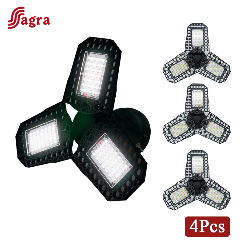 4pcs/lot Three-leaf Folding LED Bulb AC 85-265V Fan Blade Deformation Garage Chandelier No Dead Angle Adjustable Ceiling Light