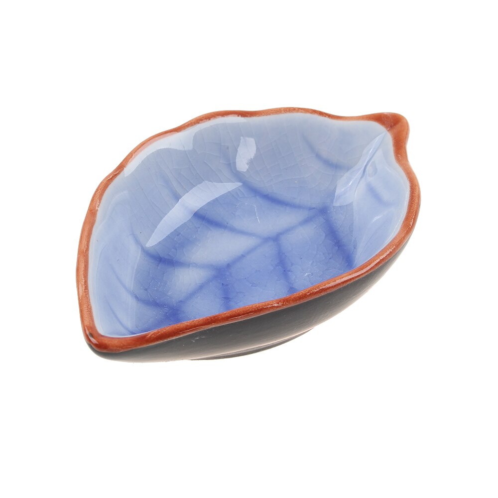 Folha forma tempero prato criativo gelo crack esmalte cozinha tigela pequenas placas para aperitivos lanche prato 10*7.5*3cm