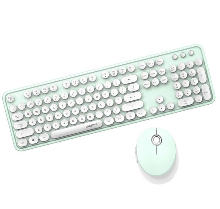 Gemengde kleuren toetsenbord en muis set 2.4 ghz draadloos toetsenbord muis kit voor vrouwen meisjes usb computer muis vrouwen roze toetsenbord: Muntgroen