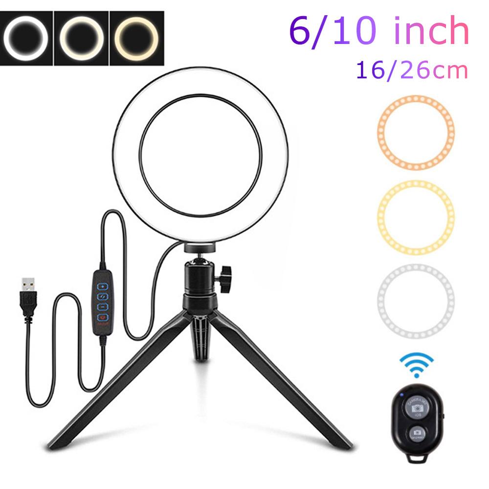 10 pollici Anello di Luce con il Basamento Della Macchina Fotografica LED Selfie Anello di Luce Per Il Cibo di Bellezza Video Cibo In diretta Streaming Della Macchina Fotografica Led cellulare Lampada