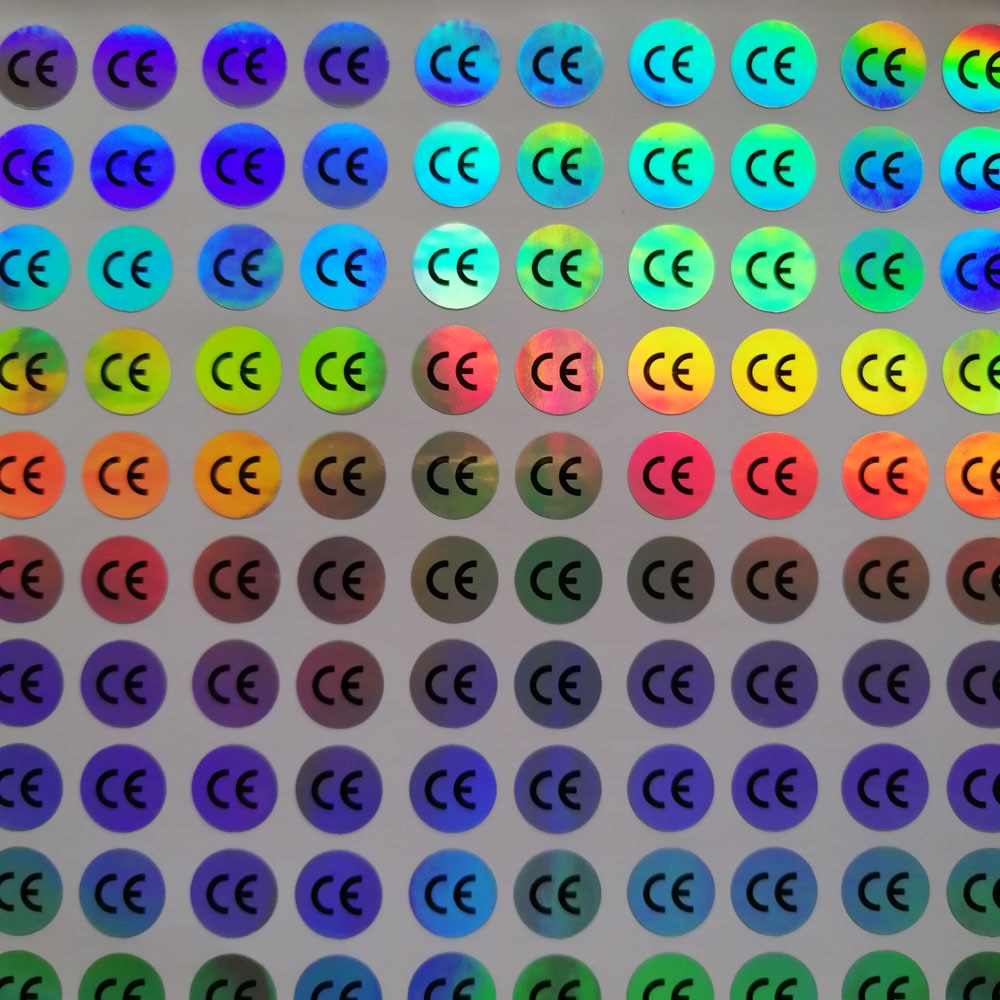 500pcs 10MM DIAMETER hologram base CE stickers waterproof PET Label
